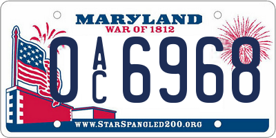 MD license plate 0AC6968