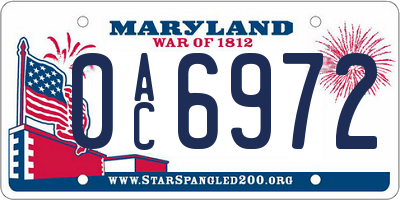 MD license plate 0AC6972