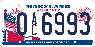 MD license plate 0AC6993