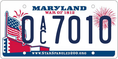 MD license plate 0AC7010