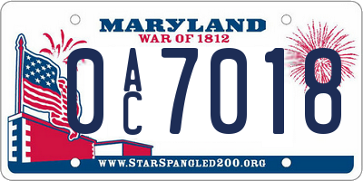 MD license plate 0AC7018