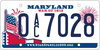 MD license plate 0AC7028