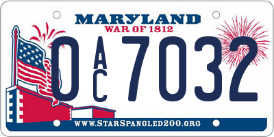 MD license plate 0AC7032