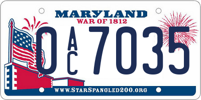 MD license plate 0AC7035