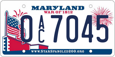 MD license plate 0AC7045