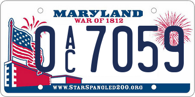 MD license plate 0AC7059
