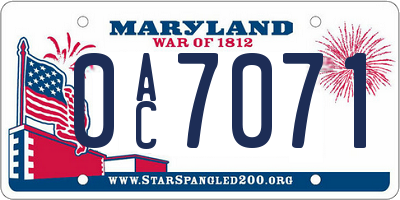 MD license plate 0AC7071