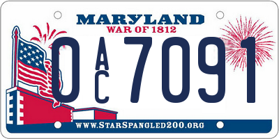 MD license plate 0AC7091