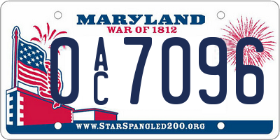 MD license plate 0AC7096