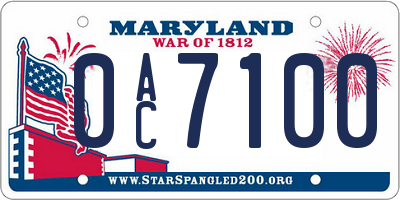 MD license plate 0AC7100