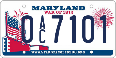 MD license plate 0AC7101