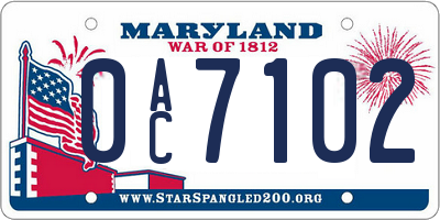 MD license plate 0AC7102
