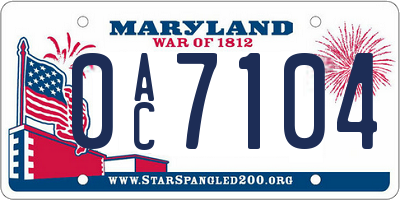 MD license plate 0AC7104