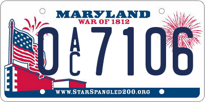 MD license plate 0AC7106