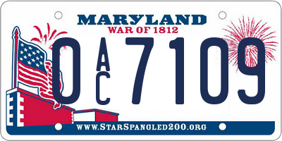 MD license plate 0AC7109