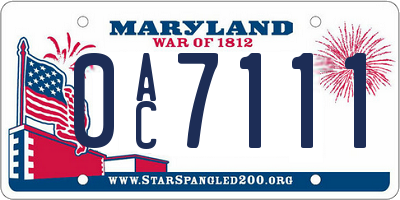 MD license plate 0AC7111