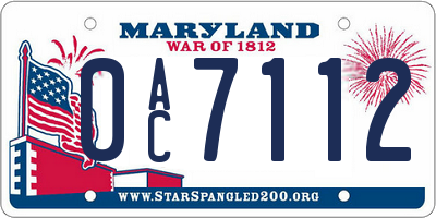 MD license plate 0AC7112