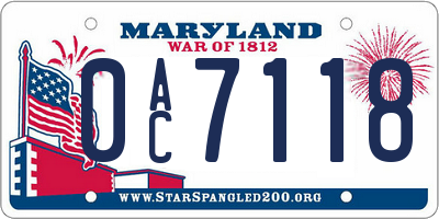 MD license plate 0AC7118