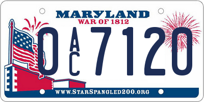 MD license plate 0AC7120