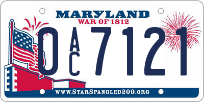 MD license plate 0AC7121