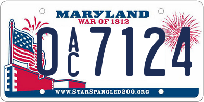 MD license plate 0AC7124