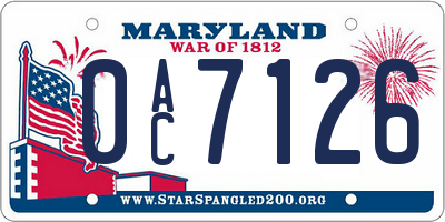 MD license plate 0AC7126
