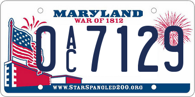 MD license plate 0AC7129