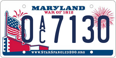 MD license plate 0AC7130