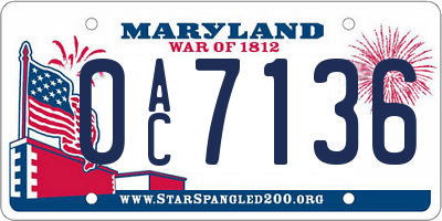 MD license plate 0AC7136