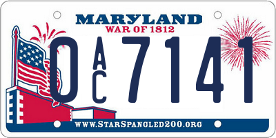 MD license plate 0AC7141