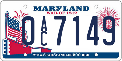 MD license plate 0AC7149