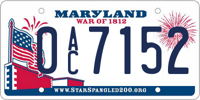 MD license plate 0AC7152
