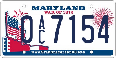 MD license plate 0AC7154