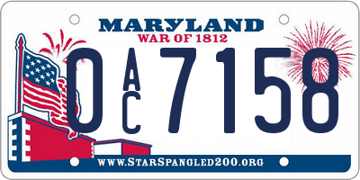 MD license plate 0AC7158