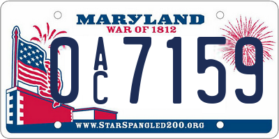 MD license plate 0AC7159