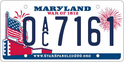 MD license plate 0AC7161