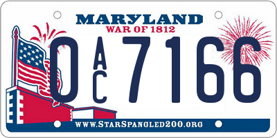MD license plate 0AC7166