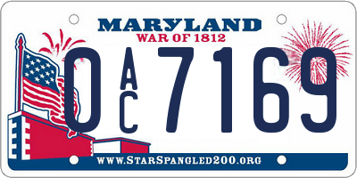 MD license plate 0AC7169
