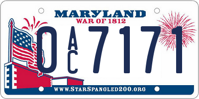 MD license plate 0AC7171