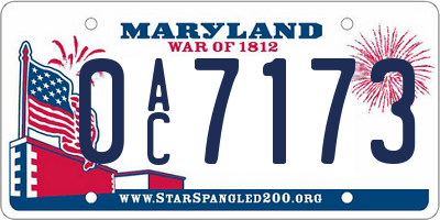 MD license plate 0AC7173