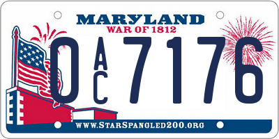 MD license plate 0AC7176