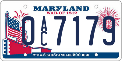 MD license plate 0AC7179