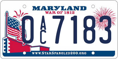 MD license plate 0AC7183