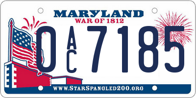 MD license plate 0AC7185