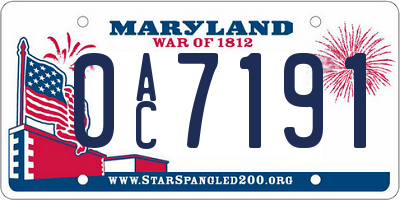 MD license plate 0AC7191