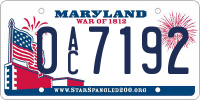 MD license plate 0AC7192