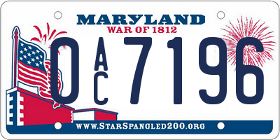 MD license plate 0AC7196