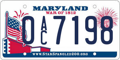 MD license plate 0AC7198