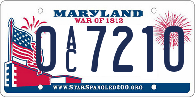 MD license plate 0AC7210