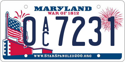 MD license plate 0AC7231